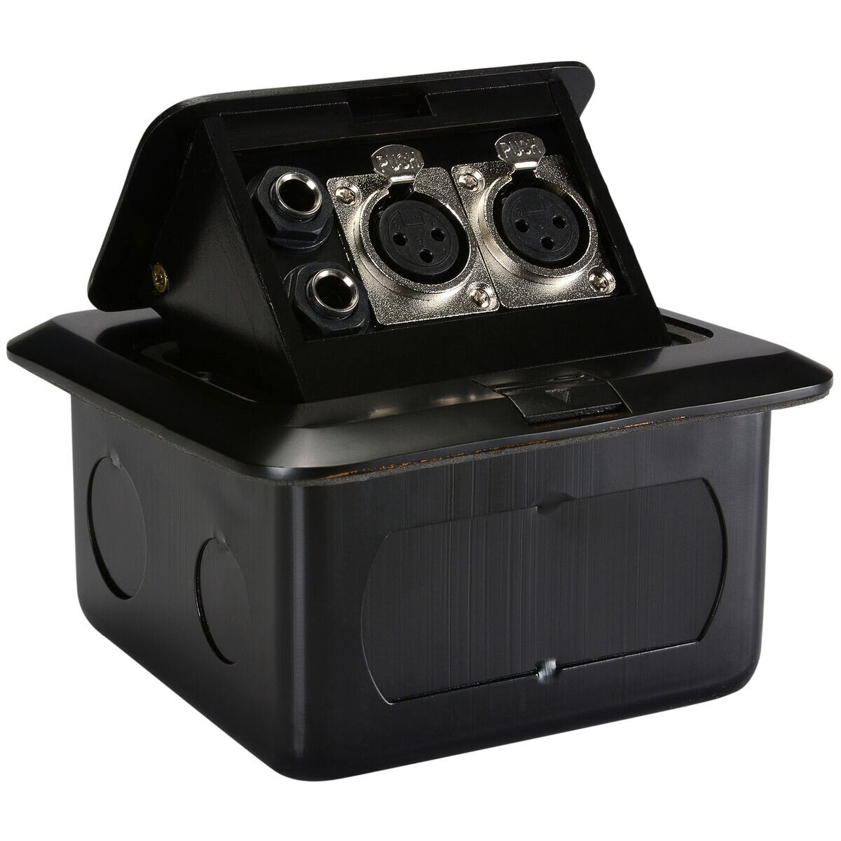 Parts Express Floor Box with Dual XLR & 1/4" Black 5" x 5"